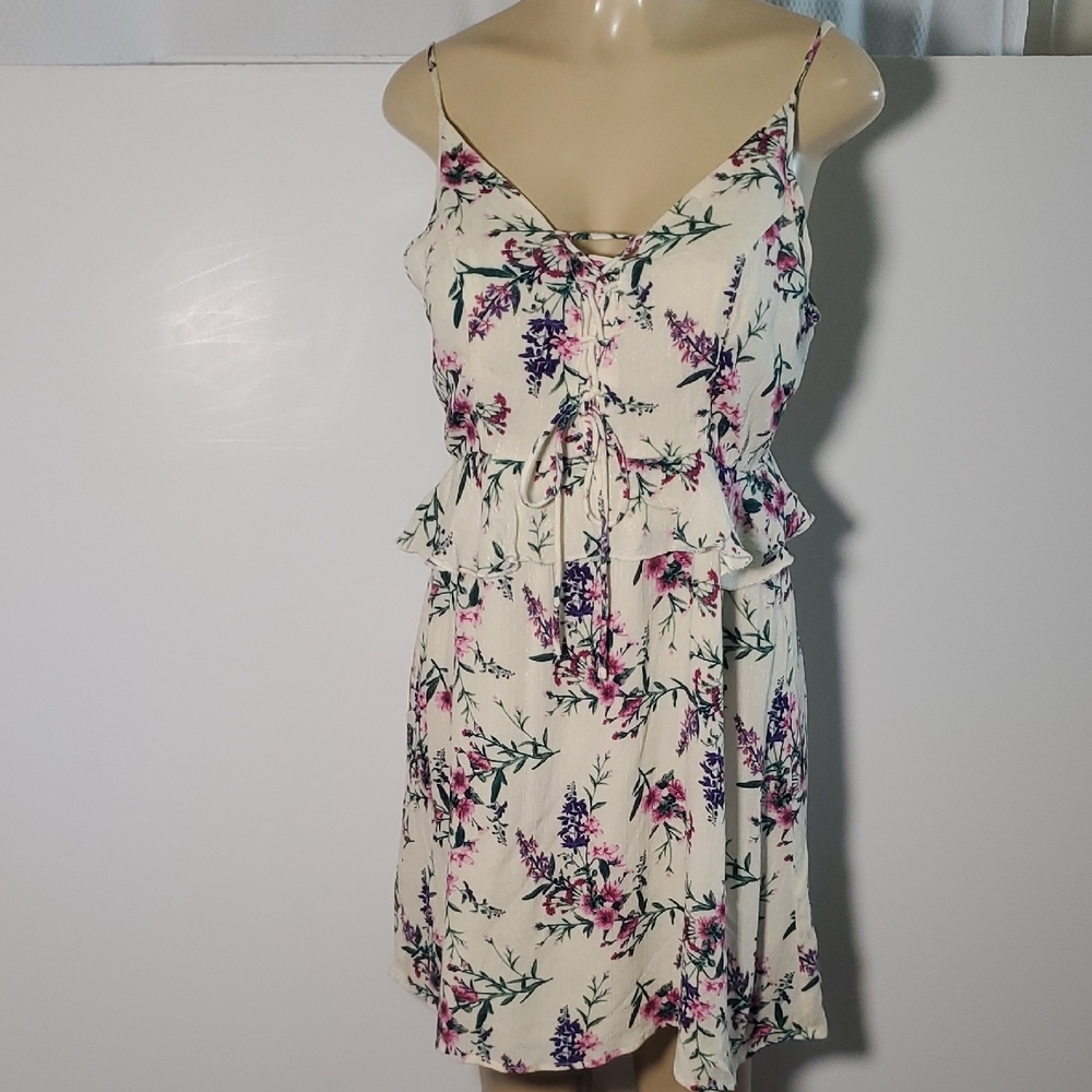 American Eagle Outfitters white floral summer dress Size M Spaghetti Strap